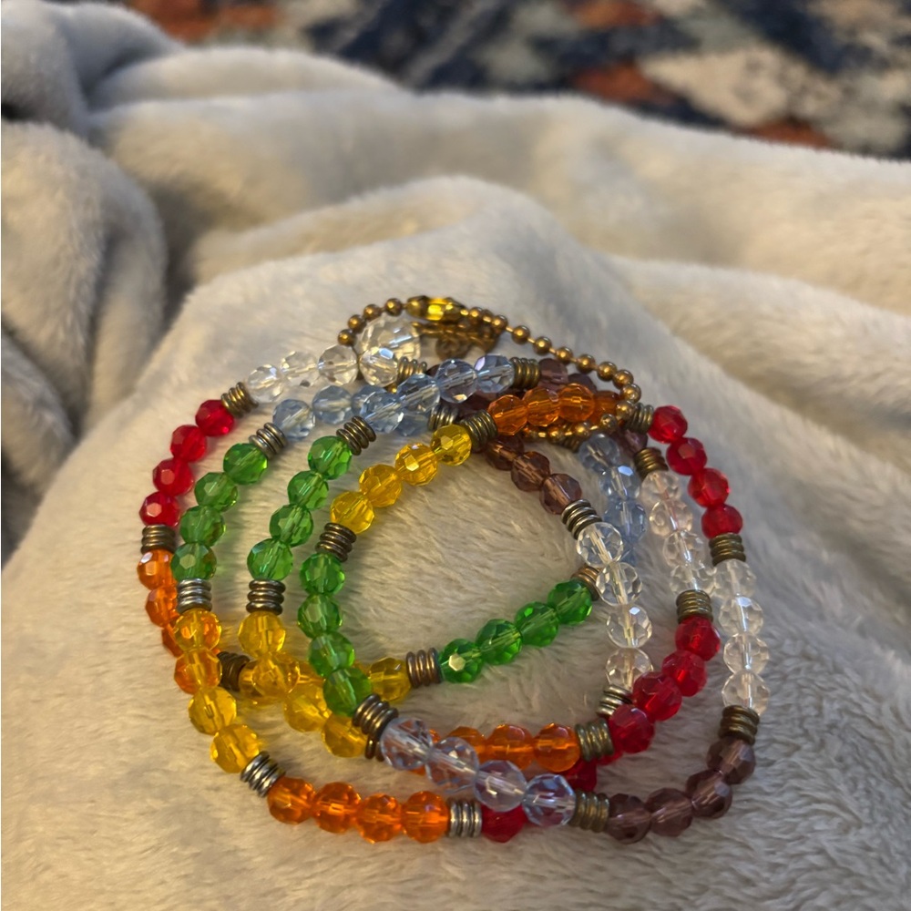 Red and Yellow Multi-Strand Beaded Bracelet